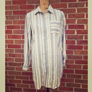 Forever 21 Button Front Striped Shirt Dress Small